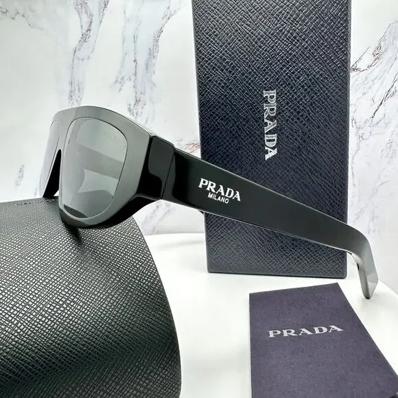 New PRADA Sunglasses Black Gray Lens 57-13-140 Authentic Prada - Picture 4 of 16